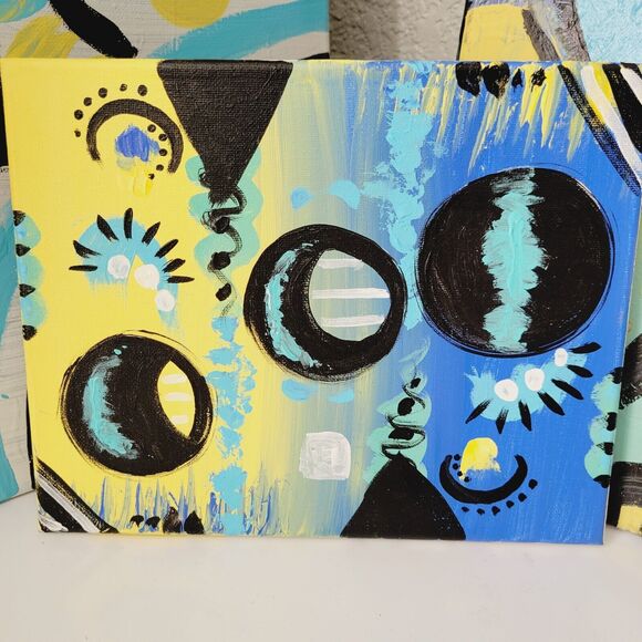 Original Painting Canvas Abstract art Design Floating Atmosphere Set of 3 Modern - Picture 4 of 15